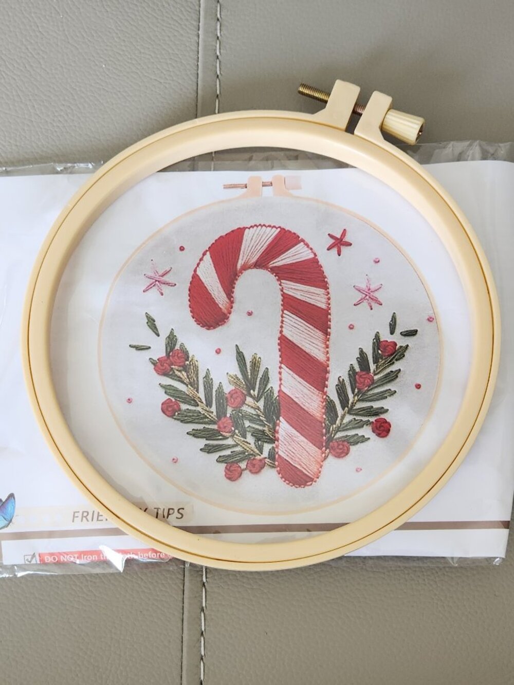 NWT: Candy Cane Embroidery Kit